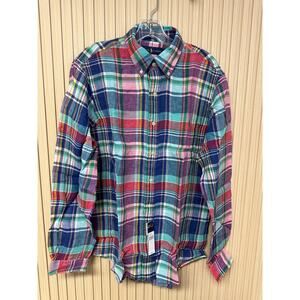 Polo Ralph Lauren Classic Fit Plaid Oxford Button Down Linen Shirt Sz S